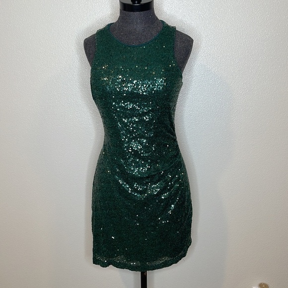 Speechless Bodycon Green Shiny Mini Dress Holiday Size 13 - Picture 2 of 9